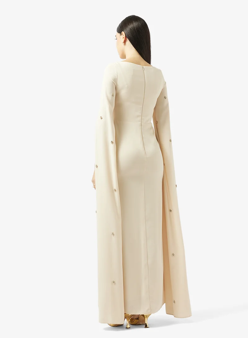 Akadia Fashion FLARE OPEN SLEEVES CRYSTAL CREPE